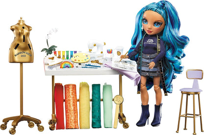 Rainbow High Dream & Design Fashion Studio Playset - Fashion Design Playset with Blue Skyler Bradshaw Doll and Easy No-Sew Fashion Kit - Ideal for Kids Ages 4-12 and Collectors