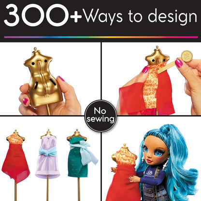 Rainbow High Dream & Design Fashion Studio Playset - Fashion Design Playset with Blue Skyler Bradshaw Doll and Easy No-Sew Fashion Kit - Ideal for Kids Ages 4-12 and Collectors