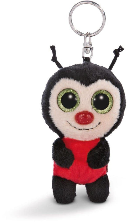 NICI 45546 geliefde sleutelhanger lieveheersbeestje Lily May 9 cm, grote glitterogen, pluche dier met sleutelring, zwart/rood