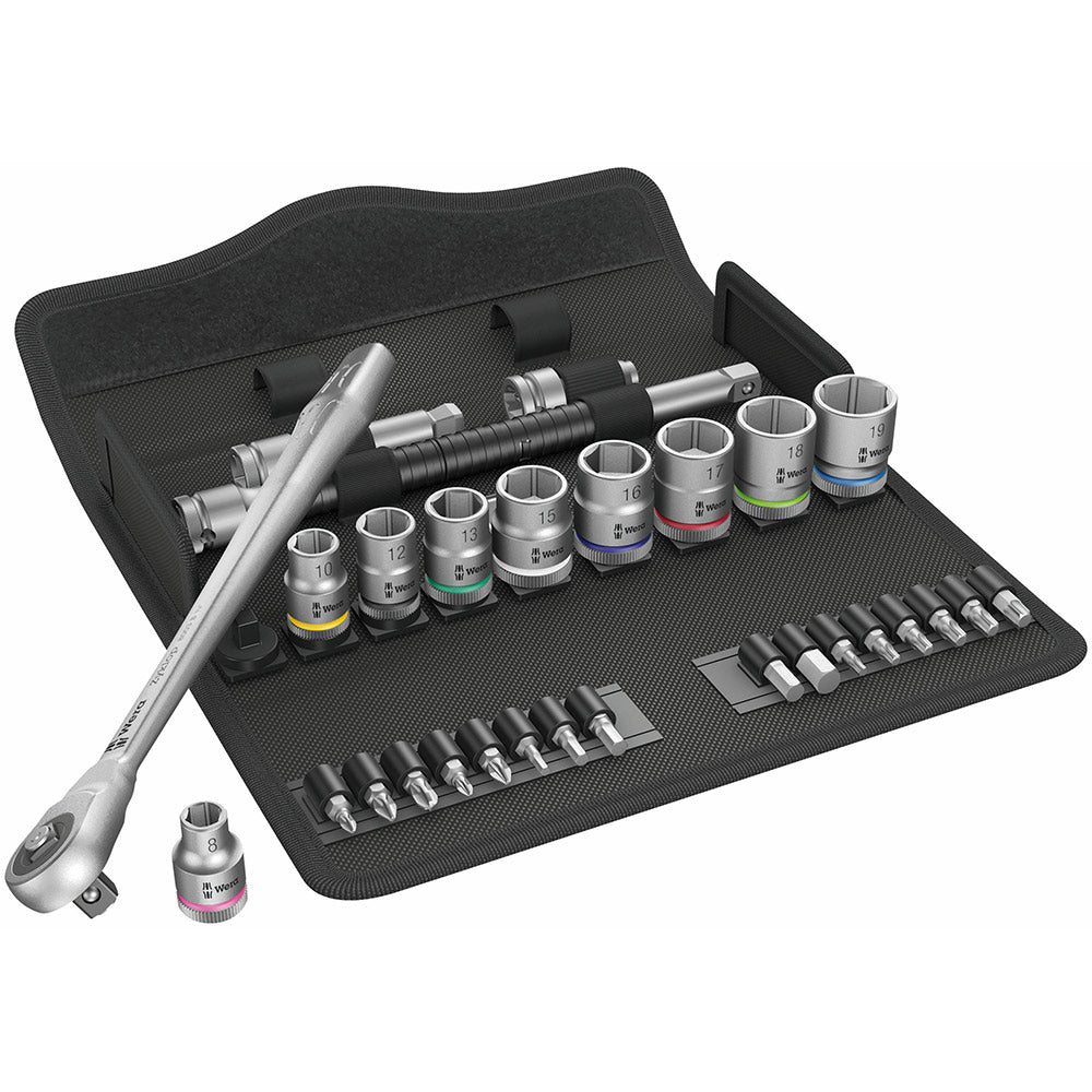 8100 SB 7 Zyklop Metal Push Ratchet & Socket Set of 29 Metric 3/8in Drive