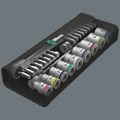 8100 SB 7 Zyklop Metal Push Ratchet & Socket Set of 29 Metric 3/8in Drive