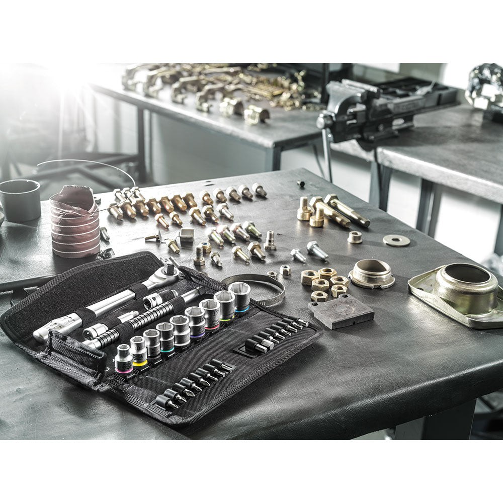 8100 SB 7 Zyklop Metal Push Ratchet & Socket Set of 29 Metric 3/8in Drive