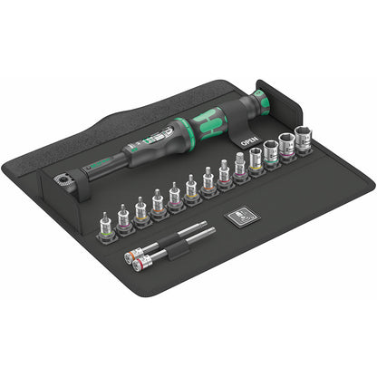 Wera Bicycle Set Torque 1 Click-Torque adjustable wrench set, 1/4" square drive, 2.5-25Nm, 16pc, 05004180001 & 05004170001 Bicycle Set 1, ratchet set, bicycle, 14 pieces, Black