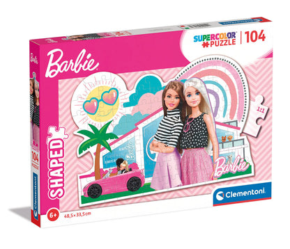 Clementoni 27163 Barbie Supercolor Shaped Barbie-104 Pieces-Jigsaw Puzzle for Kids Age 6-Made in Italy Barbie Shaped 104 pieces