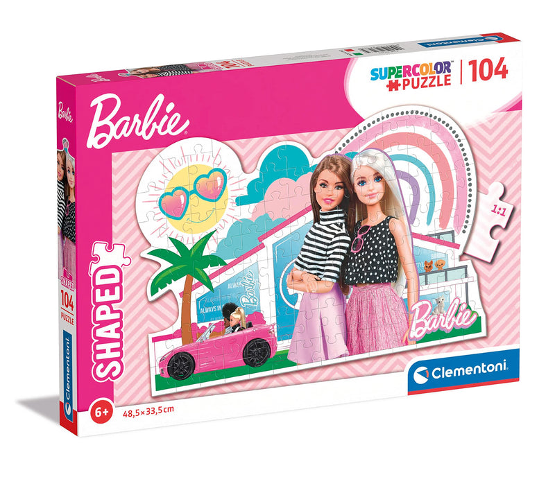 Clementoni 27163 Barbie Supercolor Shaped Barbie-104 Pieces-Jigsaw Puzzle for Kids Age 6-Made in Italy Barbie Shaped 104 pieces