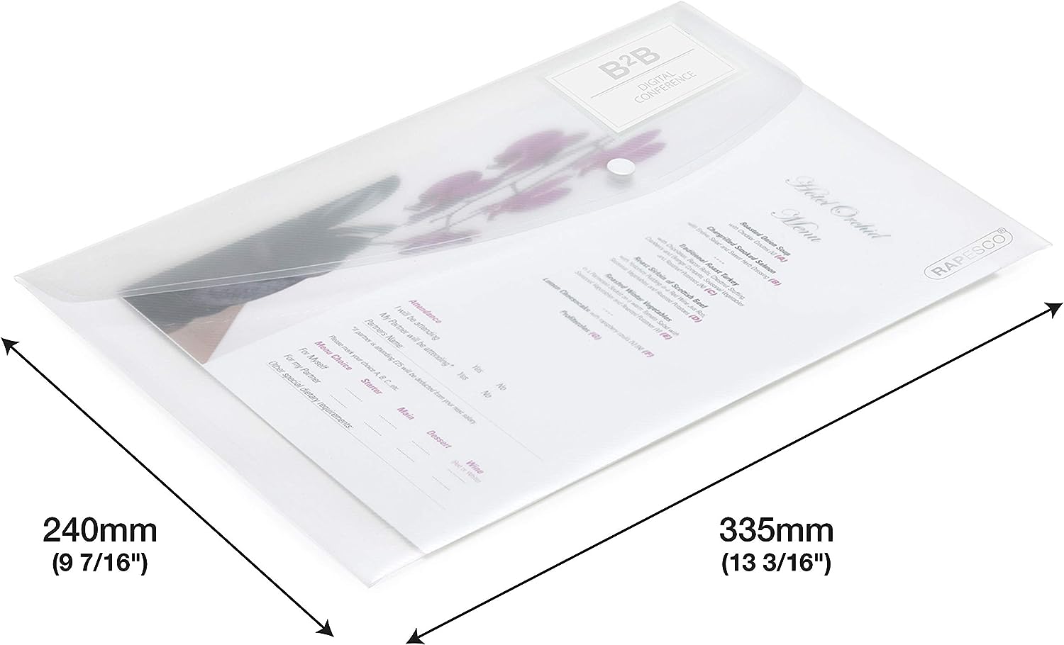 Rapesco 1629 ID Popper Wallet, A4+, Clear Transparent, Pack of 5