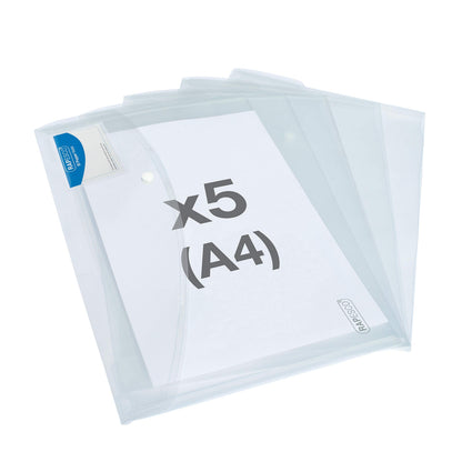 Rapesco 1629 ID Popper Wallet, A4+, Clear Transparent, Pack of 5