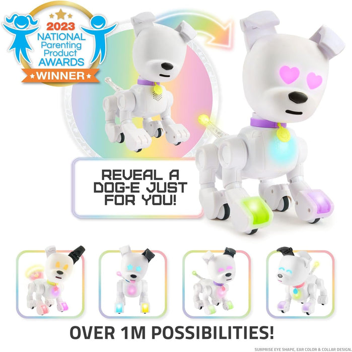 DOG-E Interactive Robot Dog with Colourful LED Lights, 200+ Sounds & Reactions, App Connected (Ages 6+), White