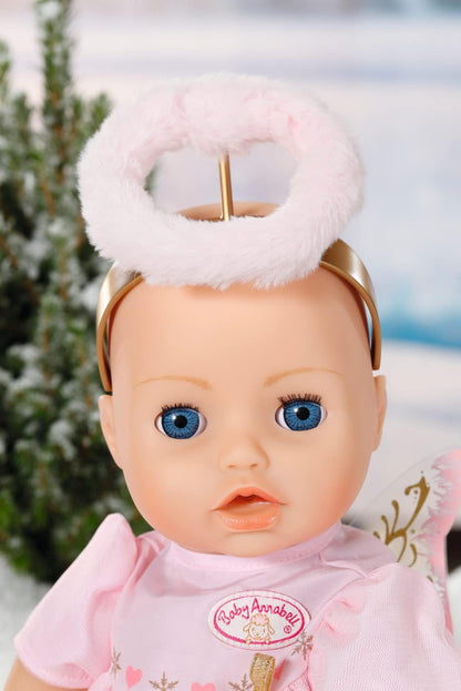 Baby Annabell Season X-Mas Outfit 707241 - Original Clothing For 43cm Baby Annabell Dolls for Toddlers - Includes Wings & Golden Headband with Halo - Hand Washable - Suitable from 3 Years