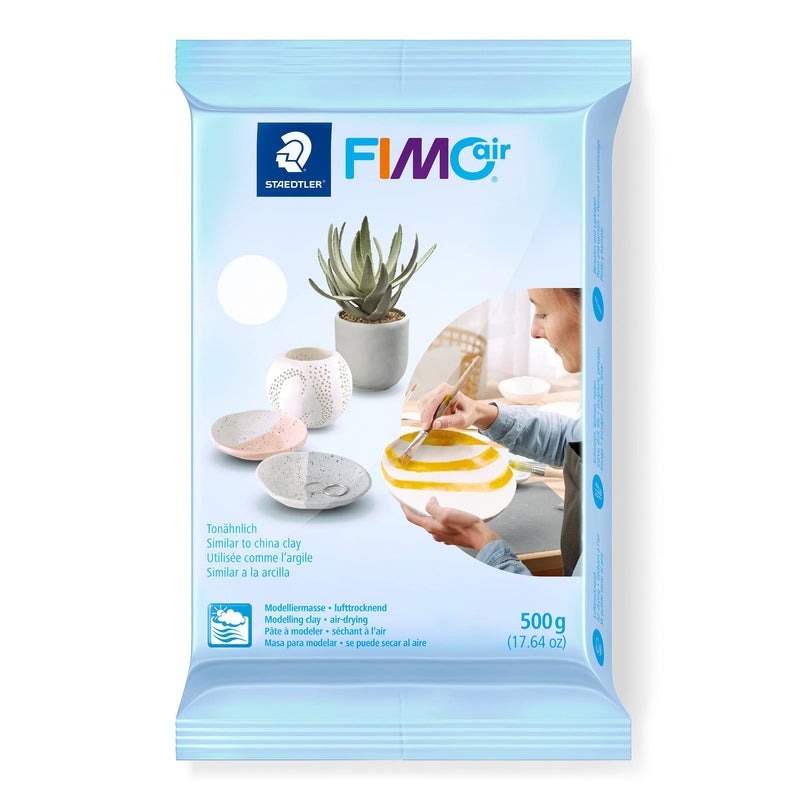 STAEDTLER 8100-0 FIMOair Basic - Air Drying Modelling Clay, 500g - White (Pack of 1