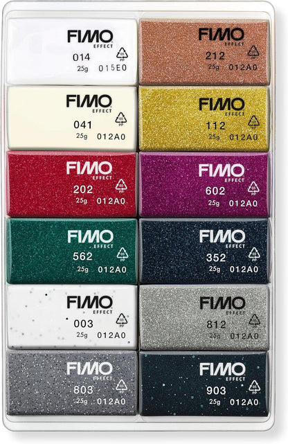 STAEDTLER 8013 C12-1 FIMO Effect Oven Hardening Modelling Clay 12 x 25 g Half Blocks - Assorted Colours