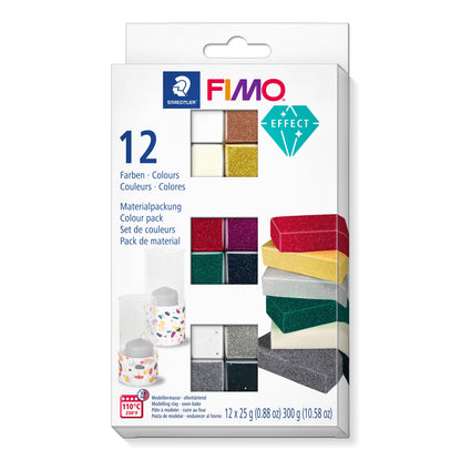 STAEDTLER 8013 C12-1 FIMO Effect Oven Hardening Modelling Clay 12 x 25 g Half Blocks - Assorted Colours