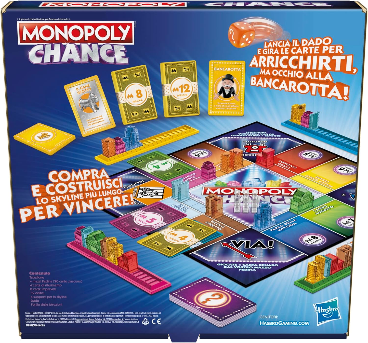 Monopoly Chance - gioco da tavolo, gioco per famiglie di Monopoly veloce da 2 a 4 giocatori, 20 min. circa