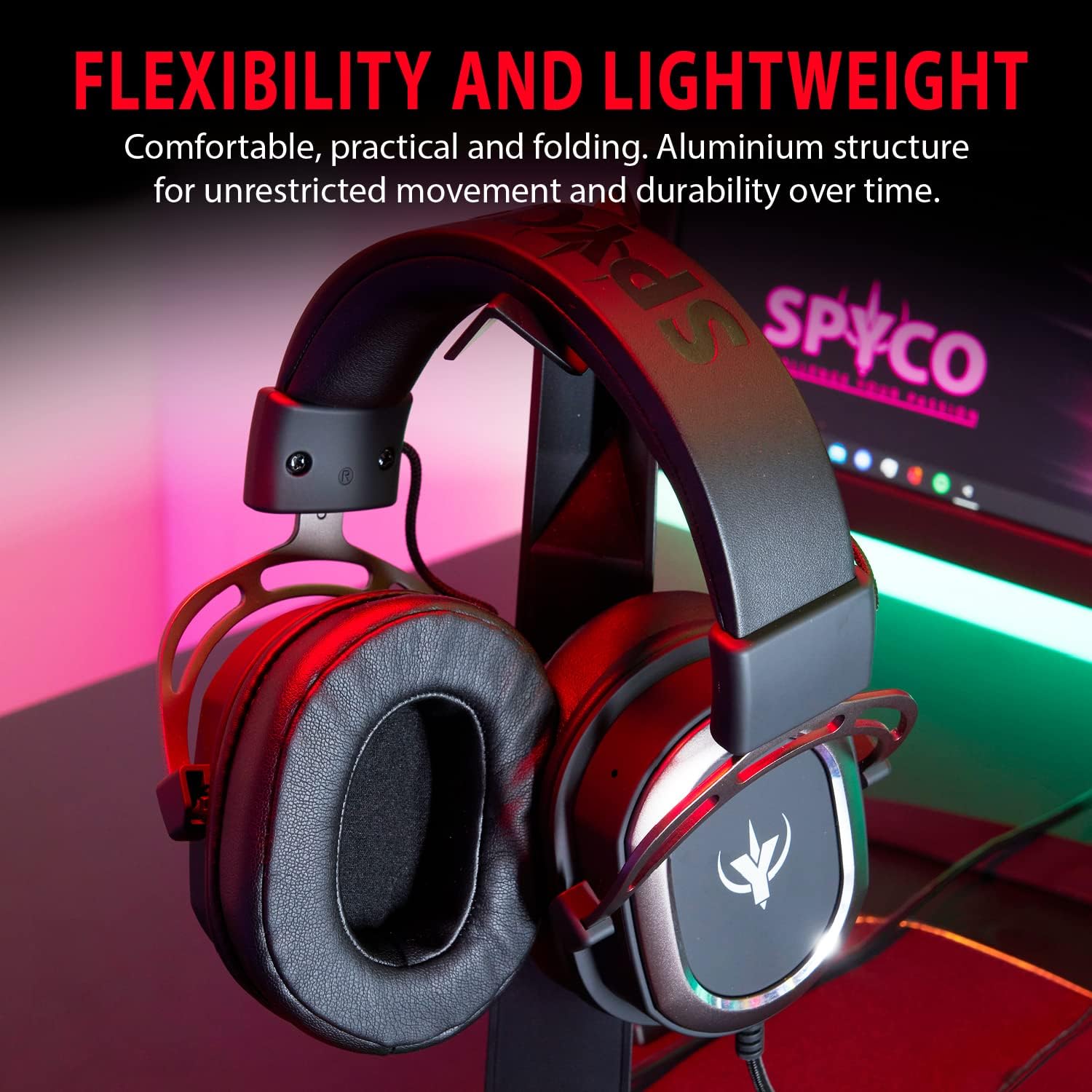SPYCO Impulse HE-122, Gaming Headset, Controller Audio 7.1, 2 Inch Driver Audio, 0.13 Inch Analog Jack, Omnidirectional Microphone, Lightweight, Foldable, PC/Mac/Xbox One/PS4/Nintendo ‎Switch