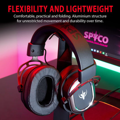 SPYCO Impulse HE-122, Gaming Headset, Controller Audio 7.1, 2 Inch Driver Audio, 0.13 Inch Analog Jack, Omnidirectional Microphone, Lightweight, Foldable, PC/Mac/Xbox One/PS4/Nintendo ‎Switch