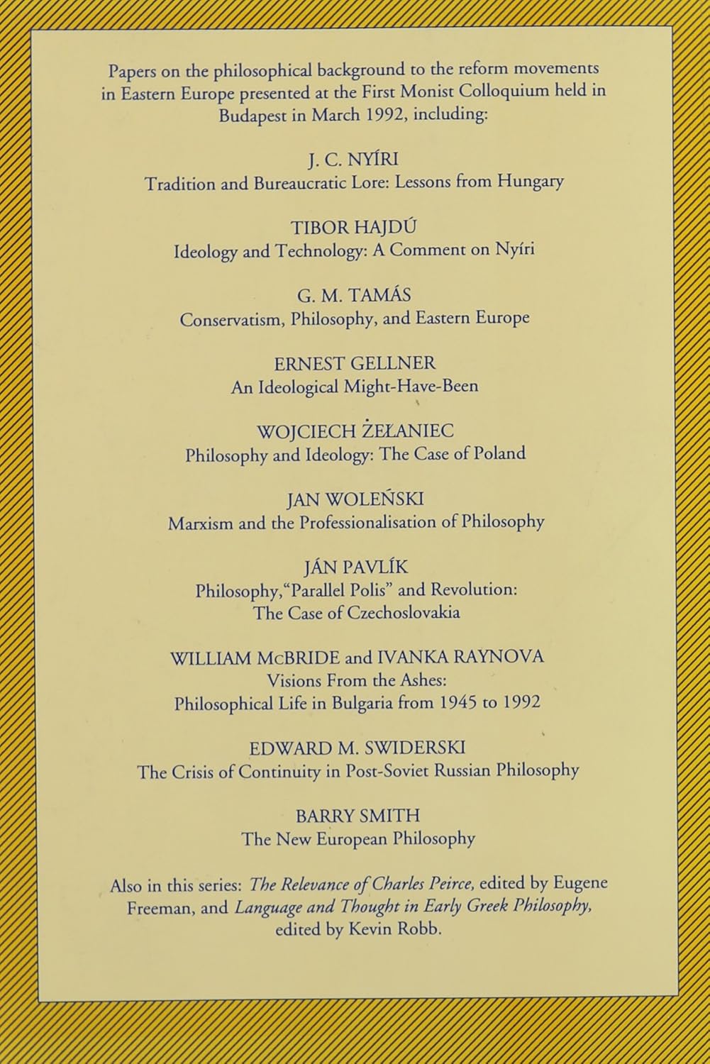 Philosophy and Political Change in Eastern Europe (Monist Library of Philosophy