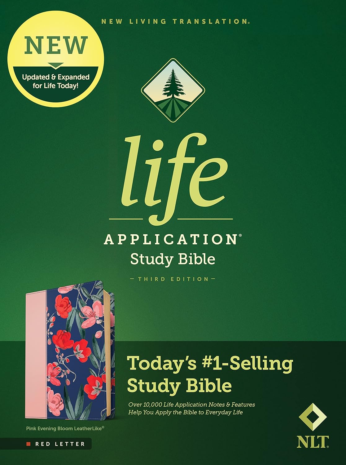 NLT Life Application Study Bible, Third Edition (Leatherlike, Pink Evening Bloom, Red Letter)