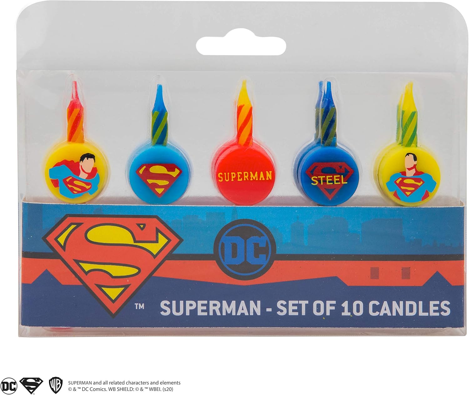 Cinereplicas RD-RS458583 Pack of 10 Superman Birthday Candles DC Comics Colour