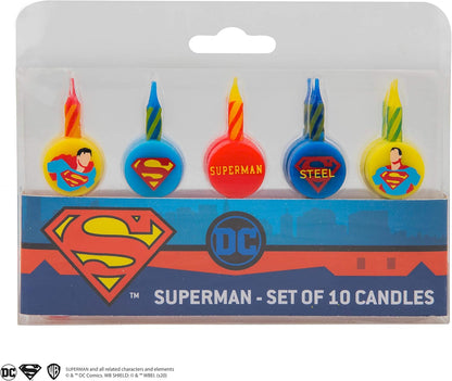 Cinereplicas RD-RS458583 Pack of 10 Superman Birthday Candles DC Comics Colour