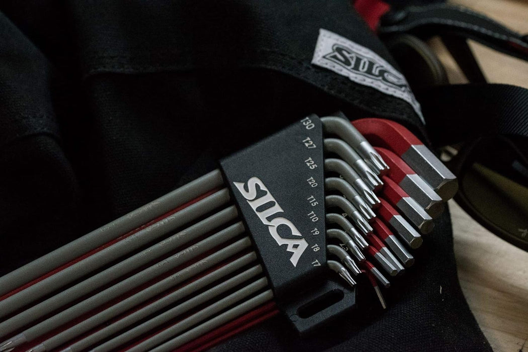 SILCA HX-TWO Heavy Duty Essential Metric Hex and Torx Set | Torx 7 - T30 - Hex 1.5 - H10 | Powder coated Red and Grey textured non slip grip | Swiss tool steel L wrench Allen key.