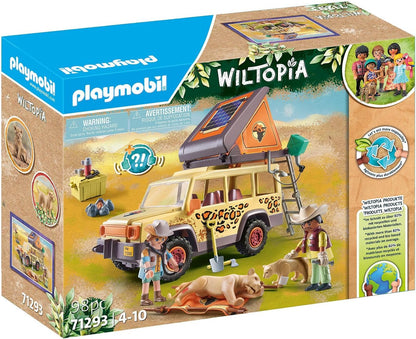 PLAYMOBIL Wiltopia 71293 Mit dem Geländewagen bei den Löwen, abenteuerliche Tierverarztung in der Savanne, Lernspielzeug aus nachhaltigem Material, Spielzeug für Kinder ab 4 Jahren