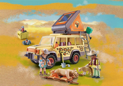 PLAYMOBIL Wiltopia 71293 Mit dem Geländewagen bei den Löwen, abenteuerliche Tierverarztung in der Savanne, Lernspielzeug aus nachhaltigem Material, Spielzeug für Kinder ab 4 Jahren