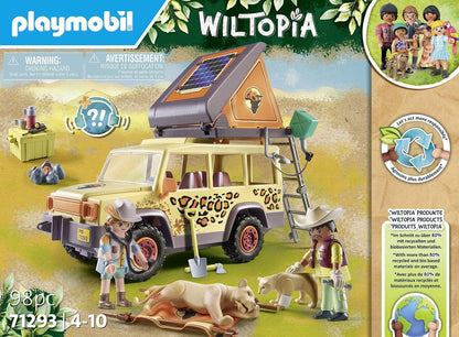 PLAYMOBIL Wiltopia 71293 Mit dem Geländewagen bei den Löwen, abenteuerliche Tierverarztung in der Savanne, Lernspielzeug aus nachhaltigem Material, Spielzeug für Kinder ab 4 Jahren