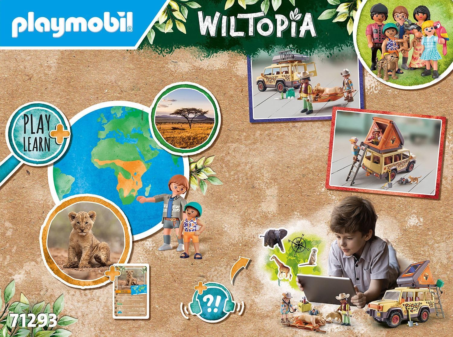 PLAYMOBIL Wiltopia 71293 Mit dem Geländewagen bei den Löwen, abenteuerliche Tierverarztung in der Savanne, Lernspielzeug aus nachhaltigem Material, Spielzeug für Kinder ab 4 Jahren