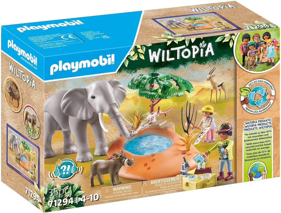 PLAYMOBIL Wiltopia 71294 Spritztour zum Wasserloch, aufregendes Safari-Erlebnis mit tierischem Lerneffekt, nachhaltiges Spielzeug für Kinder ab 4 Jahren