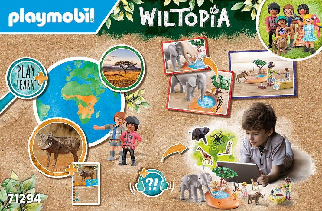 PLAYMOBIL Wiltopia 71294 Spritztour zum Wasserloch, aufregendes Safari-Erlebnis mit tierischem Lerneffekt, nachhaltiges Spielzeug für Kinder ab 4 Jahren