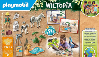 PLAYMOBIL Wiltopia 71295 Unterwegs mit der Tierfotografin, mit dem Fotoapparat auf unvergesslicher Reise durch die Wildnis, Erfroschung der Zebras, Spielzeug für Kinder ab 4 Jahren