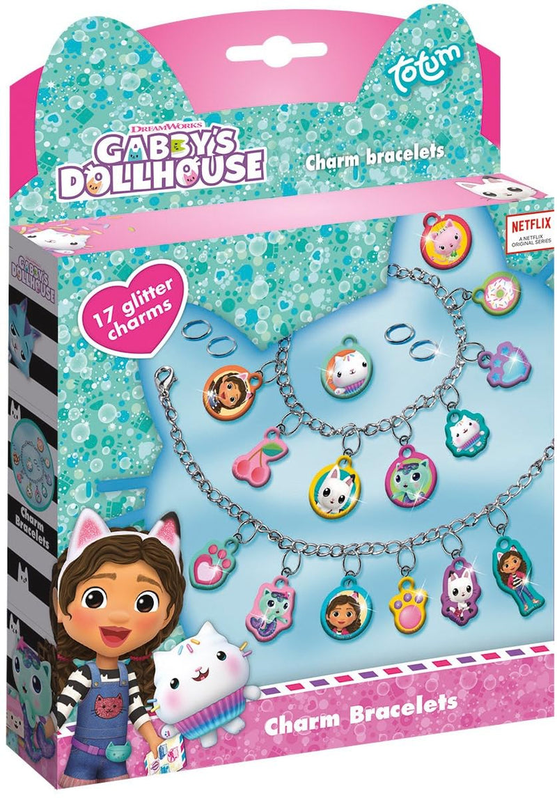 Totum Gabby's Dollhouse Charm Bracelets, Two DIY Kits with Various Glittery Charms and Characters. Suits Ages 3 Years +.