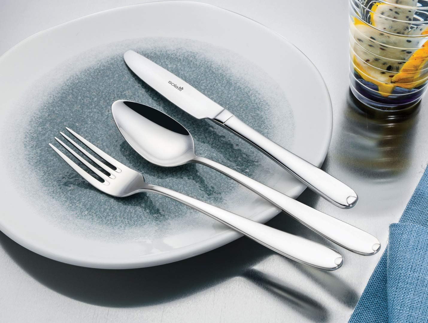 Sola Fleurie Besteck Set - 6 Personen Essbesteck - 24 Teilig, 18/10 Rostfreiem Stahl - Robustes & Elegantes Design - Tafelbesteck - Spülmaschinenfest - Set mit Messern, Gabel, Löffel & mehr 6 Personen