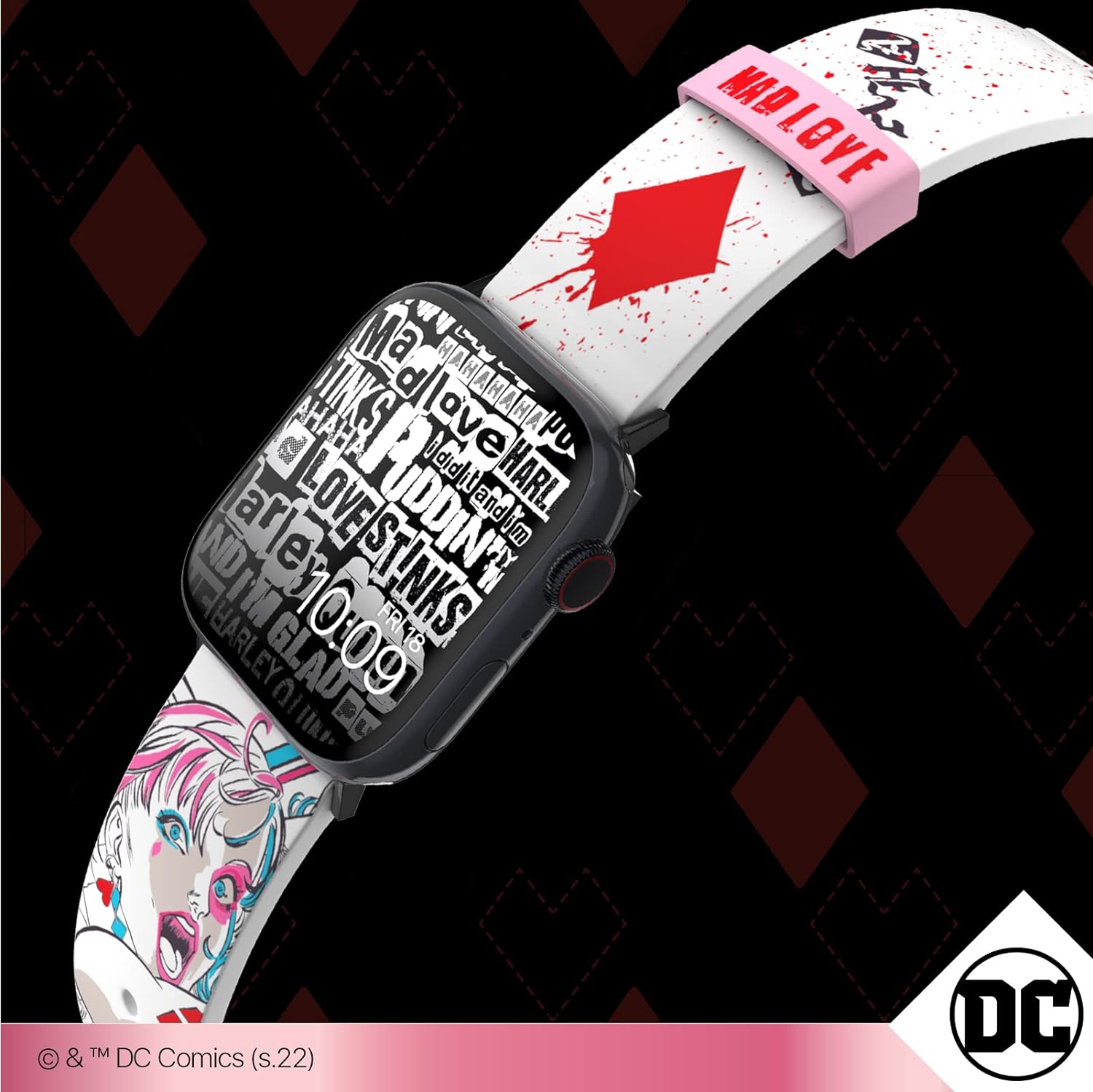 DC Comics - Smartwatch Band - Officially Licensed, Compatible with Every Size & Series of Apple Watch (watch not included) Harley Quinn