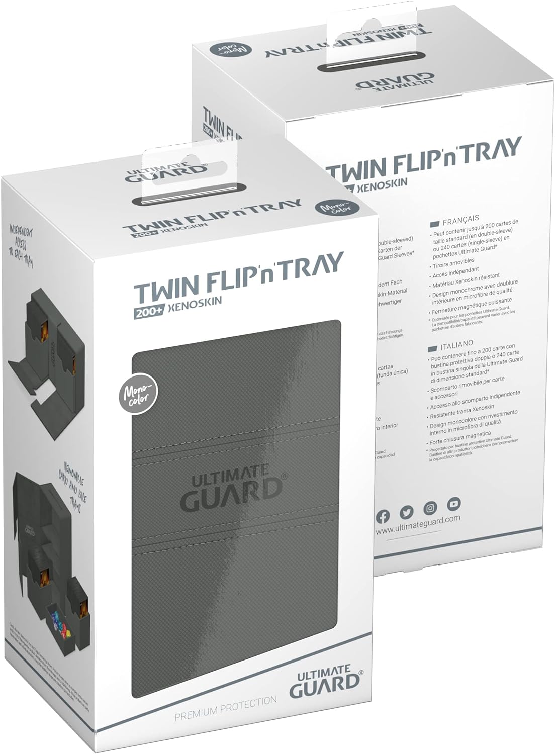 Ultimate Guard Twin Flip`n`Tray 200+ XenoSkin Monocolor Grey