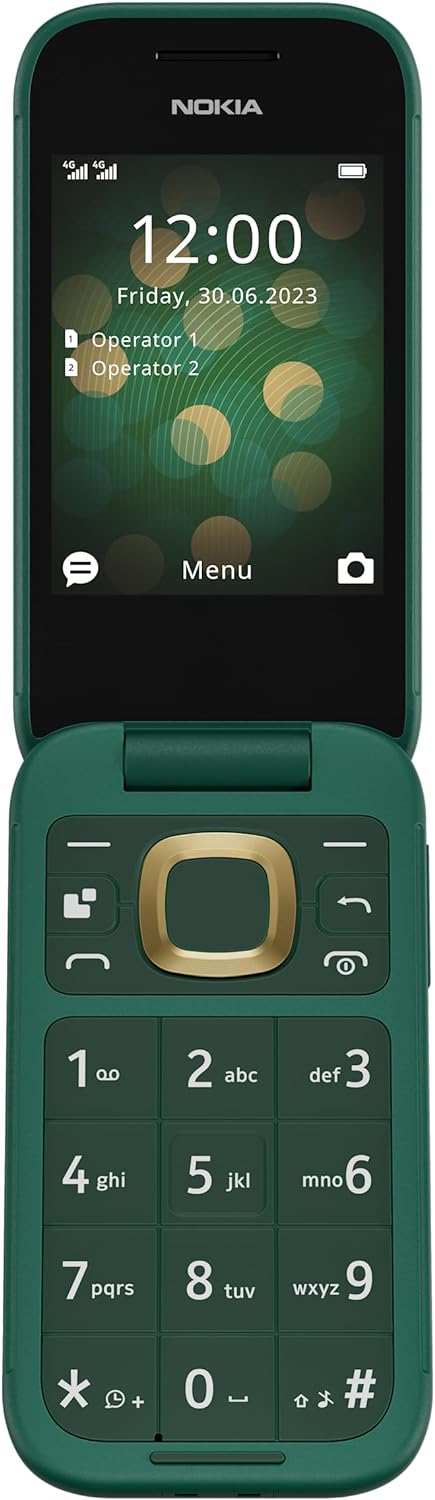 Nokia 2660 Flip Feature Phone mit 2,8"-Display, 4G-Konnektivität, Hörgerätekompatibilität (НАС), integrierter Kamera, MP3-Player, UKW-Radio und klassischen Spielen (Dual SIM) - Lush Green