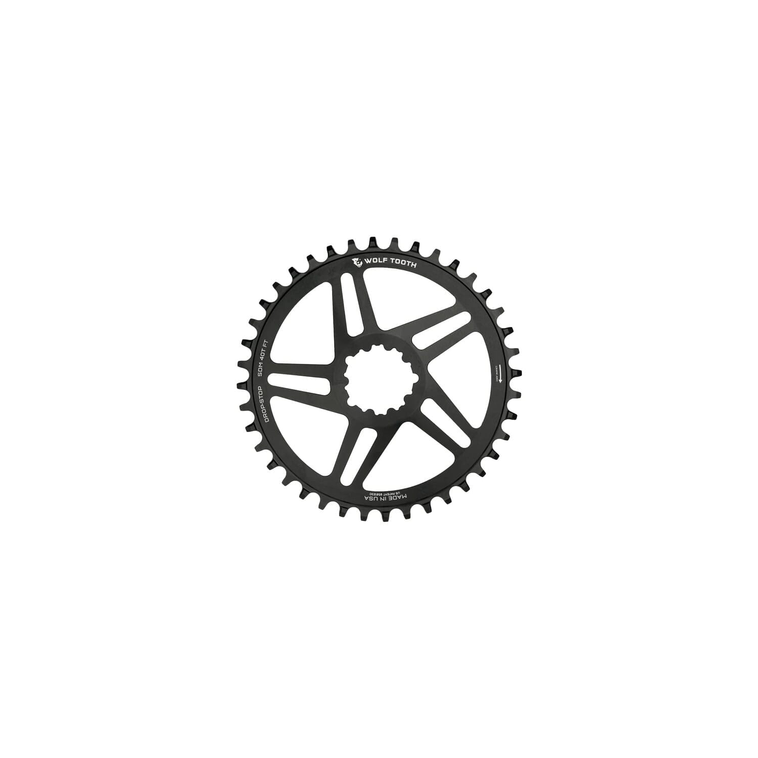 Wolf Tooth Direct Mount Round Chainring Flat Top for SRAM Drop Stop B Standard (49mm Chainline / 6mm Offset)