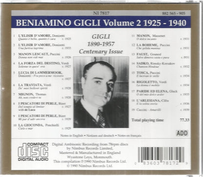 Beniamino Gigli Vol. 2 1925-194