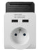 Power Plug Adapter, 2 Usb Ports, 2.4A, Smartphone Stand, White