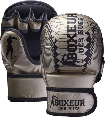 BOXEUR DES RUES - Synthetic Iridescent Leather Gloves, Unisex 3XL Gold