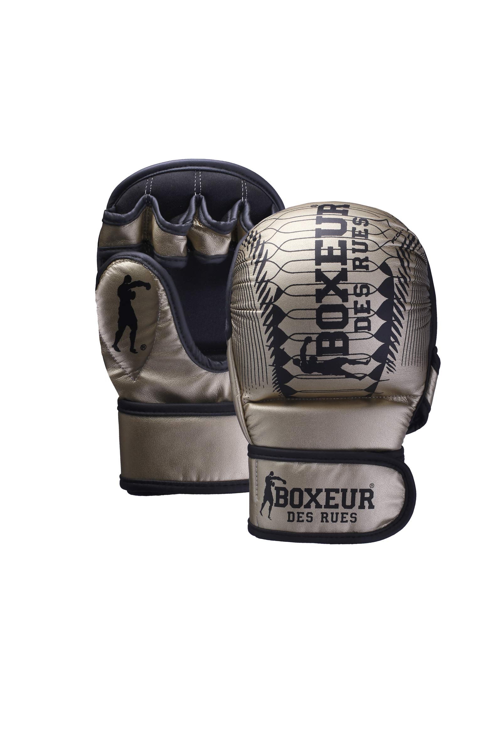 BOXEUR DES RUES - Synthetic Iridescent Leather Gloves, Unisex 3XL Gold