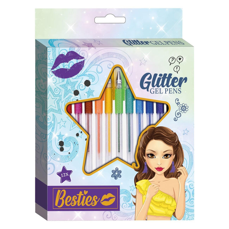 Besties Glitter Gel Penes, Pack of 12