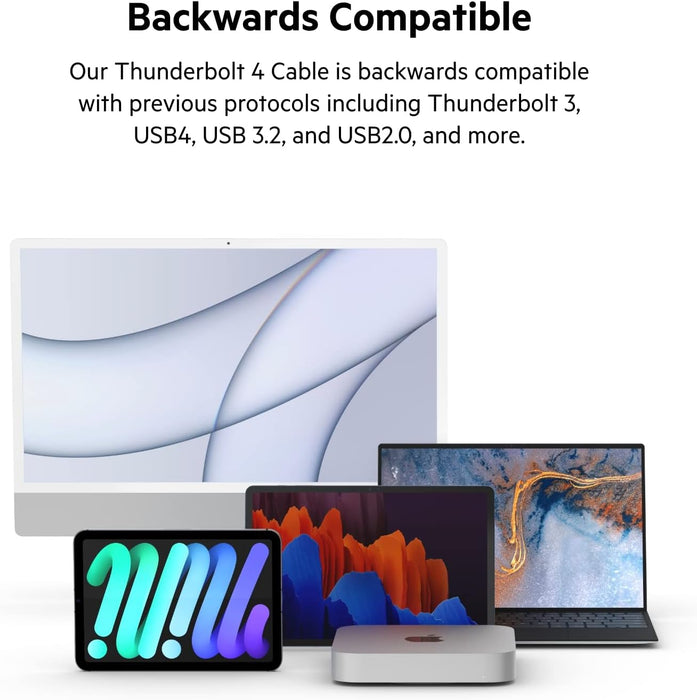 Belkin Thunderbolt 4 Cable (2M, 6.6ft Power Cable) & Thunderbolt 3 USB C to USB C 3.3ft/1M Long Data Transfer Power Cable (Black