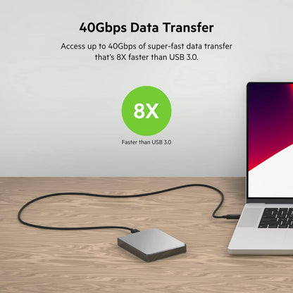 Belkin Thunderbolt 4 Cable (2M, 6.6ft Power Cable) & Thunderbolt 3 USB C to USB C 3.3ft/1M Long Data Transfer Power Cable (Black