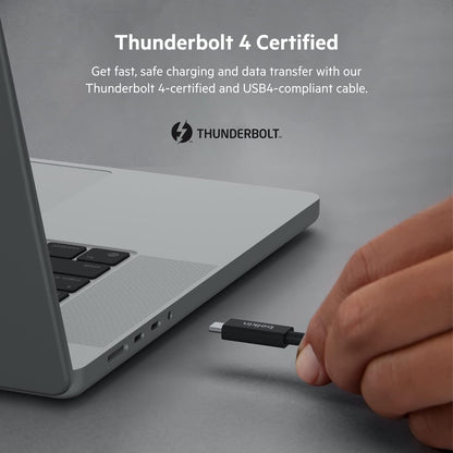 Belkin Thunderbolt 4 Cable (2M, 6.6ft Power Cable) & Thunderbolt 3 USB C to USB C 3.3ft/1M Long Data Transfer Power Cable (Black
