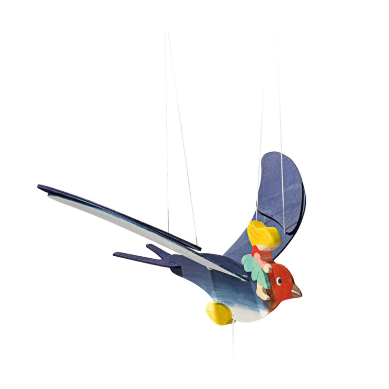 Ostheimer 5520092 Mobiele elfenkind met zwaluw, spanwijdte 38 cm, lengte 27 cm, van hout