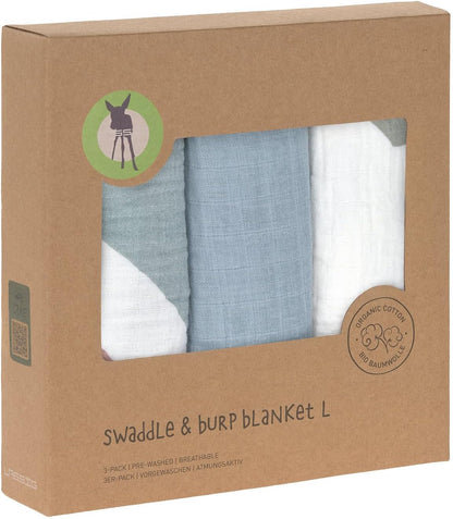 LÄSSIG Baby Puckdecke Spuckdecke Pucktuch Mulltuch 3er Set Baumwolle 85 x 85 cm/Swaddle & Burp Blanket L Rainbow powder blue