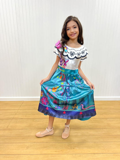 DISGUISE Mirabel Classic Fancy Dress Costume, Perfect for Encanto Fans, Includes A Stunning Multi-Colour Dress With Butterfly Shoulder Detail, Disney Costume for Girls. Size 7-8. 2-3 Multi