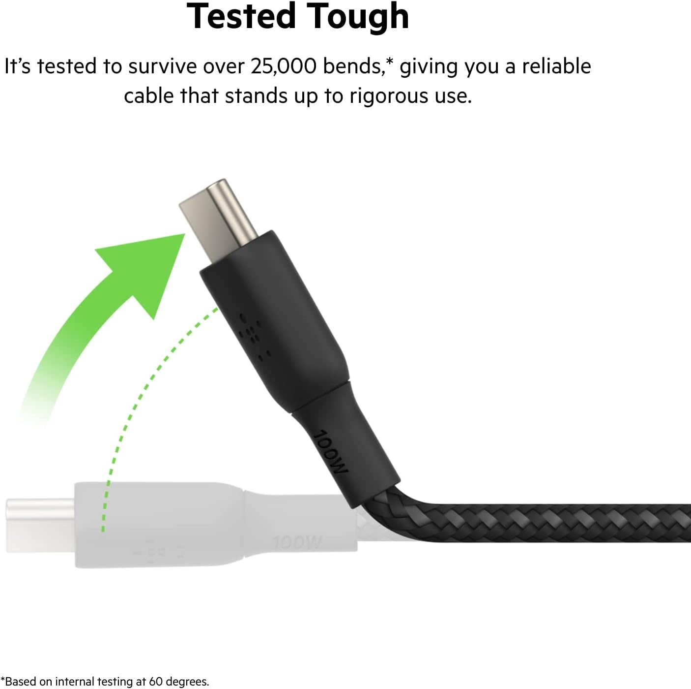 Belkin USB Type C to C Cable, 100W Power Delivery USB-IF Certified 2.0 USB C Charger Cable with Double Braided Nylon Exterior for iPhone 15, iPad, MacBook, Samsung Galaxy, Pixel and More -2 m, black