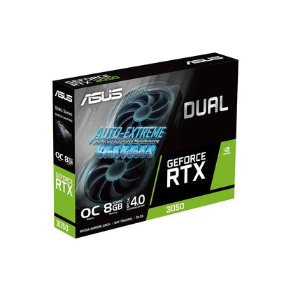 ASUS Dual NVIDIA GeForce RTX 3050 OC Edition Gaming Graphics Card (PCIe 4.0, 8GB GDDR6 memory, HDMI 2.1, DisplayPort 1.4a, 2-slot design, Axial-tech fan design, 0dB technology, and more